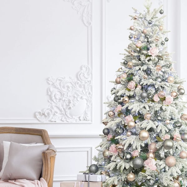 Grå julekuler 34 stk 2,36 tommers juletrepynt ornamenter for