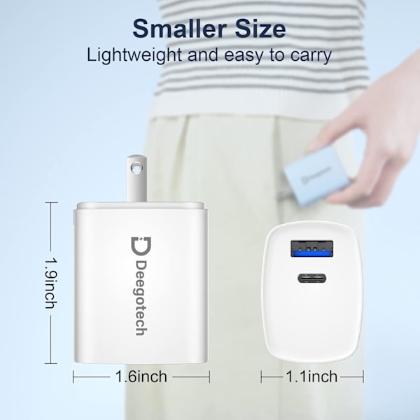 USB C-lader, 20W Pd iPhone hurtiglader, dobbel port