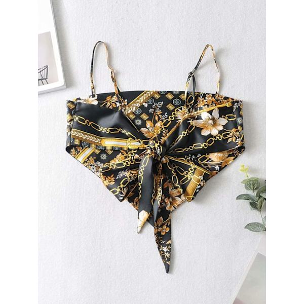 Kvinnors franska Hanky fåll slips bak justerbar spaghetti rem satin silke camisole