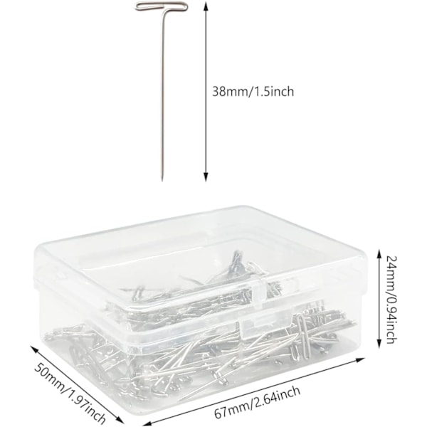 T-stift - 100-pack 1,5 tum T-stift för blockering av stickning, peruker, somnad och mer