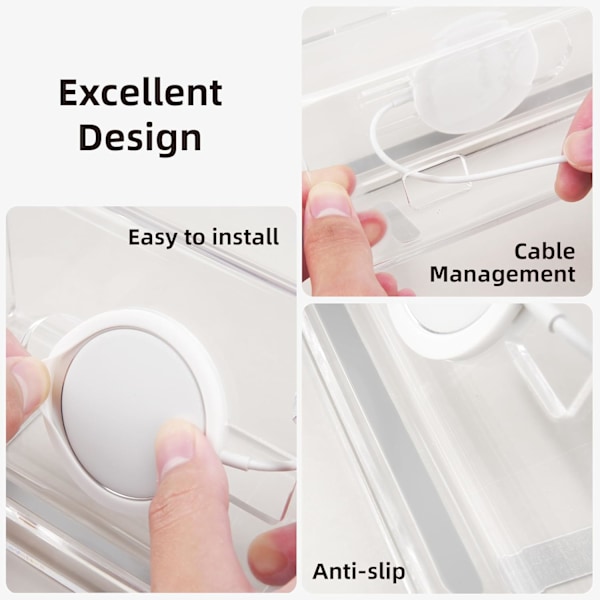 Laddningsställ Kompatibelt med MagSafe-laddare - Akryl Magsafe-docka för iPhone 14, 14 Pro, 15, 15 Pro, 16, 16 Pro, Svart Laddarhållare, Designad för