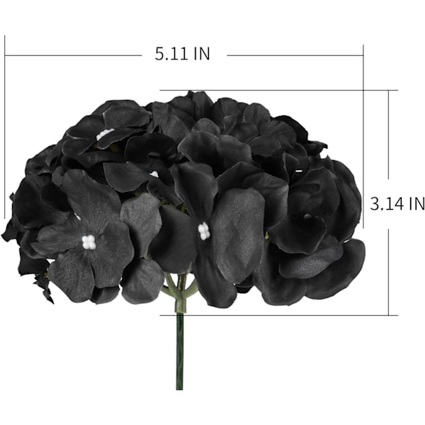 Sorte silke hortensiahoveder kunstige blomsterhoveder med stilke til hjem og bryllup