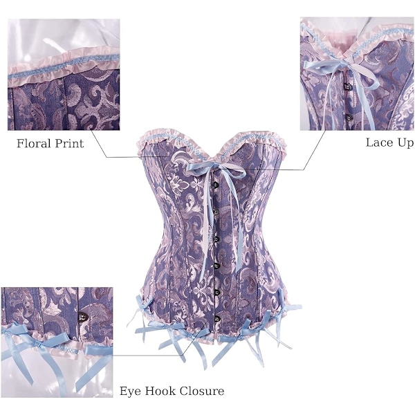 Kvinnors snörning benad överbyst korsett blommig underkläder body shaper korsett topp