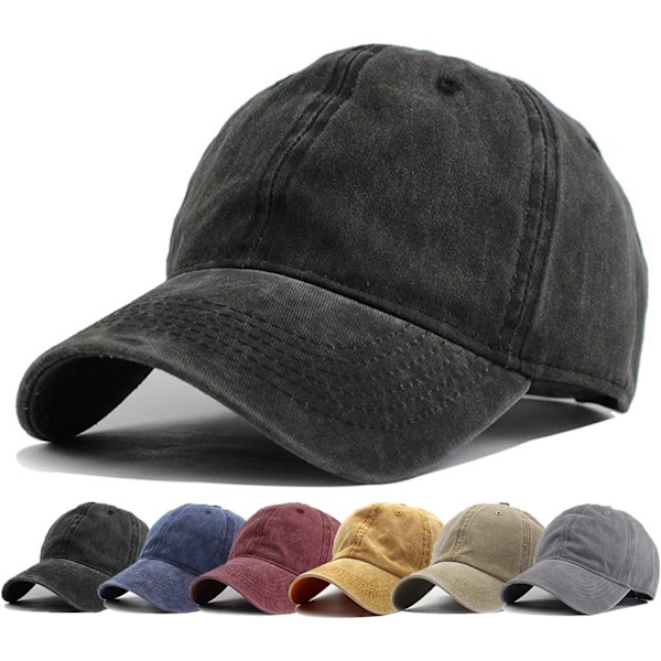 Vasket slidt twill bomulds baseball cap - Dad Hat