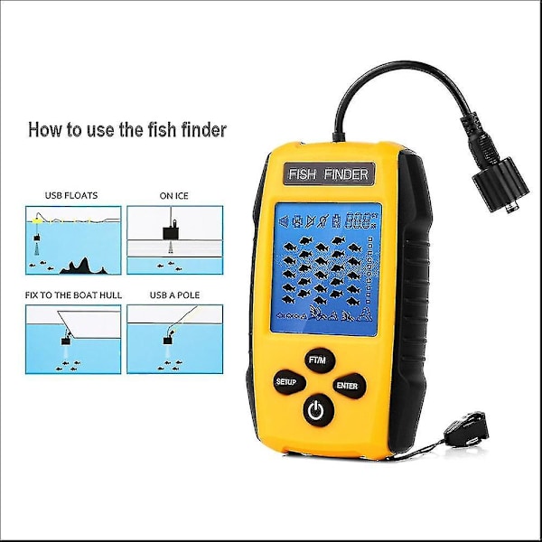 Fiskefinder Bærbar 100m Bærbar Sonar Lcd Lokke Ekkolod Fiskefinder Transducer Detektor Fiskefinder Til Udendørs