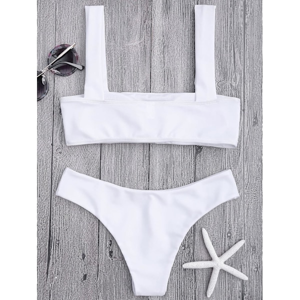 Bred Stropper Neon Bandeau Bikini Sæt til Kvinder Polstret Højtsnit To Dele