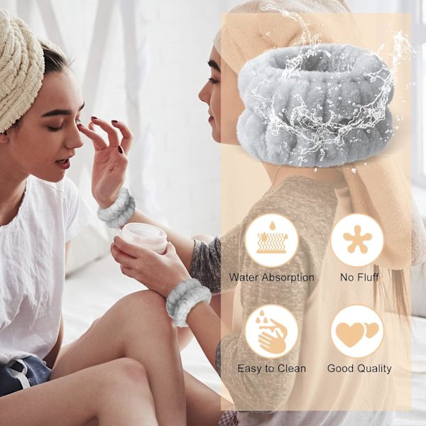 Elastiskt Spa Pannband Handledstvättband Set - Förhindra vätskespill under ansiktstvätt