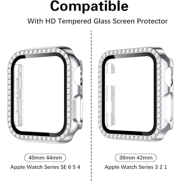 Hårt fodral för Apple Watch 38 mm, Bling Diamonds med skärmskydd