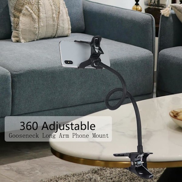 Mobiltelefonhållare, Flexibelt Lång Arm Telefonstativ, Universellt Mobiltelefonstativ, Lazy Bracket, 360 Justerbar Klämma, Överliggande Mobiltelefonfäste