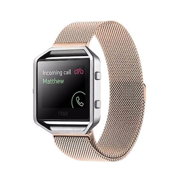 For Fitbit Blaze Watch Loop Magnetisk Lukning Spænde Rustfrit Stål Rem BRP Rose Gold
