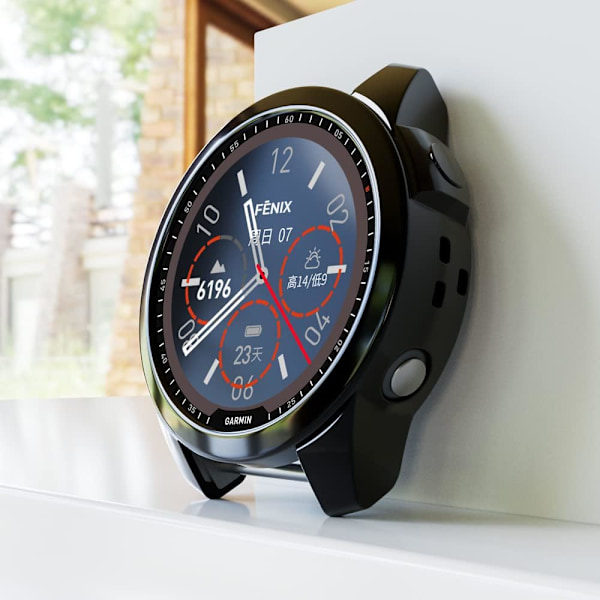 Yhteensopiva Garmin Fenix 7, Fenix 7S, Fenix 7X -kotelon kanssa, pehmeä pinnoitettu TPU-suojapuskurikotelo GM Fenix 7 -älykellosarjan lisävarusteille (Fenix
