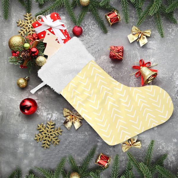 Julklapp, personliga julklappsstrumpor set om 2 enkla gula ränder 45,7 cm julstrumpor hängande prydnad spis för träd