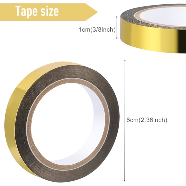 Guldtejp Grafisk tejp Metallisk spegeltejp - DIY Grafisk tejp Metallisk spegelomslag (Guld, 4 rullar)