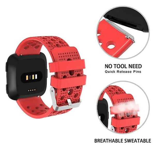 For Fitbit Versa Åndbar Rem EKB Orange Red