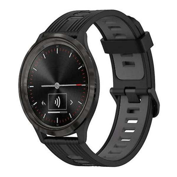 For Garminmove 3 20mm Vertikalt Mønster To-farvet Silikone Urrem XTD Black-Grey