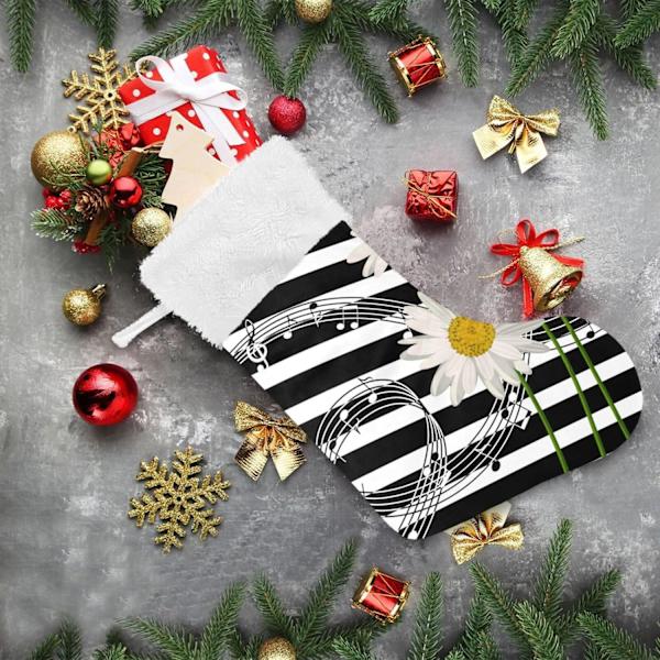 Julklapp, Personliga Julklappsstrumpor 2-pack Vita Prästkragar Svart Vit Randig 45,7 cm Julstrumpor Hängande Ornament K