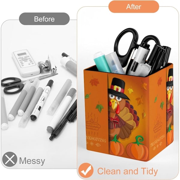 Blyantholder til skrivebord, nksgiving Crtoon Tyrkiet n Holder Storge Desktop n Orgnizer Desk ncil Orgnizer Mkeup Brush Holder til kontor Thanksgiving