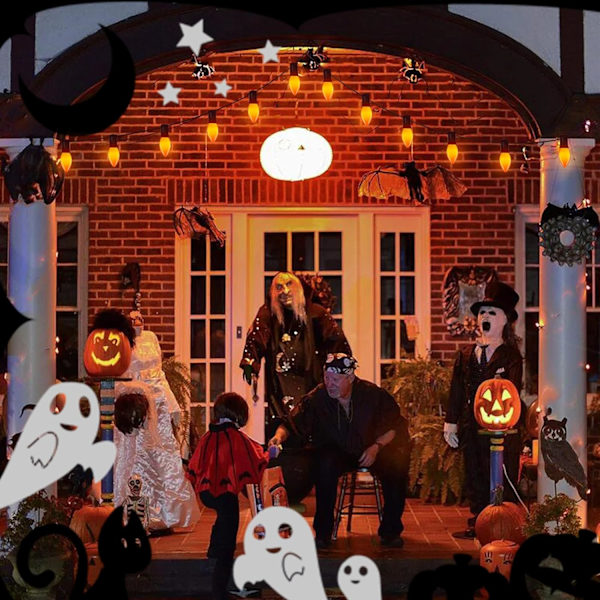 25-pakning C9 Halloween-erstatningslyspærer, oransje keramiske julelys for Halloween utendørs terrasse innendørs Xmas lysslynger, C9/E12