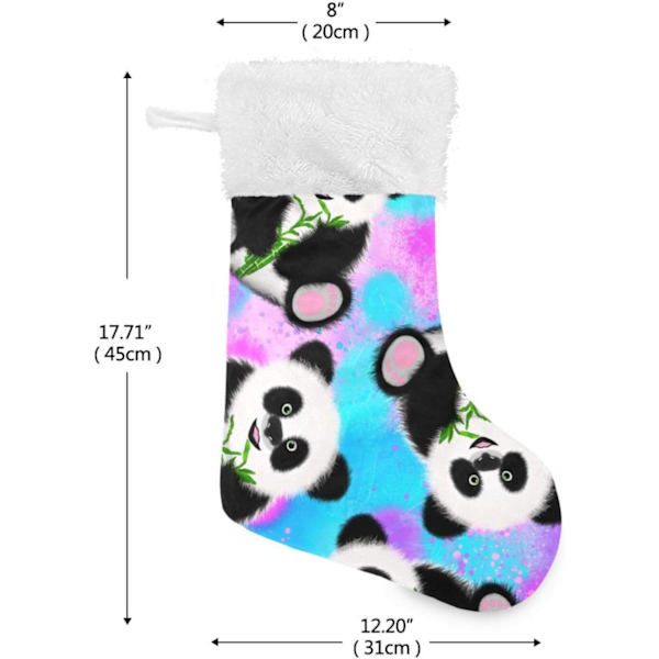 Julklapp, personliga julklappsstrumpor 2-pack Panda Skog Djur Regnbåge 18 tum Julstrumpor Hängande Ornament Eldstad för Träd