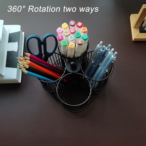 Blck ncil Holder Orgnizer ,30 Rotting n Holder for Desk Orgnizer ,Strong Metl 4 Cups Lrge Cpcity Desktop Sttionery Orgnizer for Black