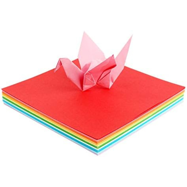 100 stk. Origamipapir til børn, 6x6 tommer, 20 levende farvede foldepapir, dobbeltsidede Origami-firkanter