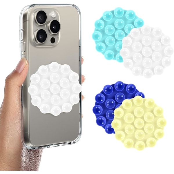 Lätt 4-pack Silikon Sugpropp Telefonfodral Självhäftande Fäste, Rund Halkfri Handsfree Telefonhållare, Klibbigt Telefongrepp Kompatibelt med iPhone och Android C