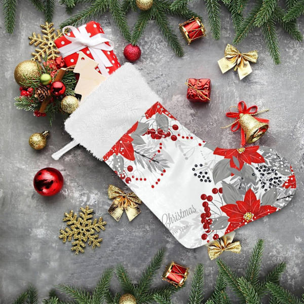 Julklapp, Personliga Julklappsstrumpor 2-pack Julstjärna Julgran Krans 45,7 cm Julstrumpor Hängande Ornament Kam