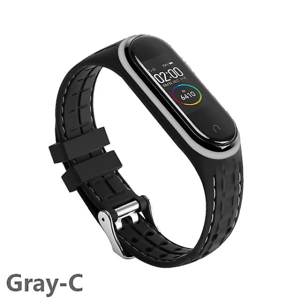 Silikonarmband för Xiaomi Mi Band 6 7 5 3 4 Tillbehör Sport Armband Ersättningsband Correa Armband Mi Band 7 6 Nfc Armband Gray-C Mi band 3 4