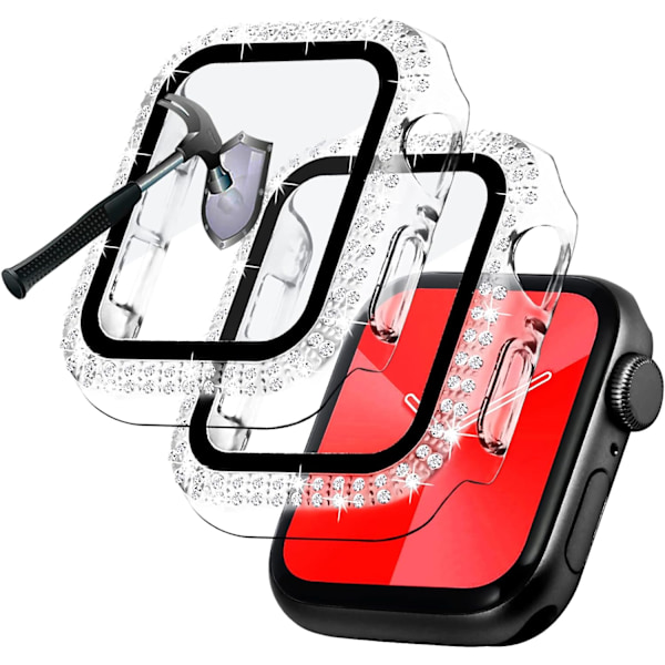 Ur Cover Kompatibel med Apple Watch Series 7 Skærmbeskytter 45mm Etui og iWatch Bling Covers Diamant Bumper Tilbehør Udskiftning (2 Pak - C