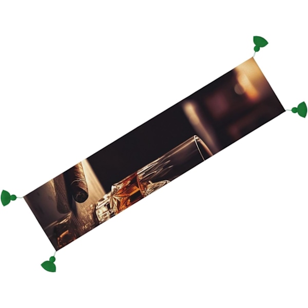 Whisky og Cigar Bordløber 14x60 Tommer Linned Burlap Bordløber med Kvaster Boho Farmhouse Bordløber til Køkken Hjem Jul Halloween