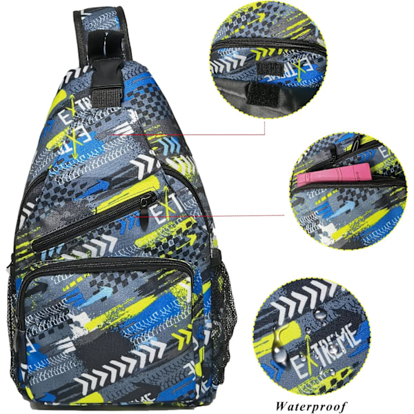 Slingväska - Crossbody axelväska för resor, vandring, ryggsäck, multifunktionell
