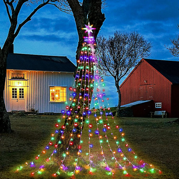 Färgade juldekorationer Dipper Star String Lights, 315 LED julgransljus [8 lägen och vattentäta], med 11\" upplyst stjärna för Halloween