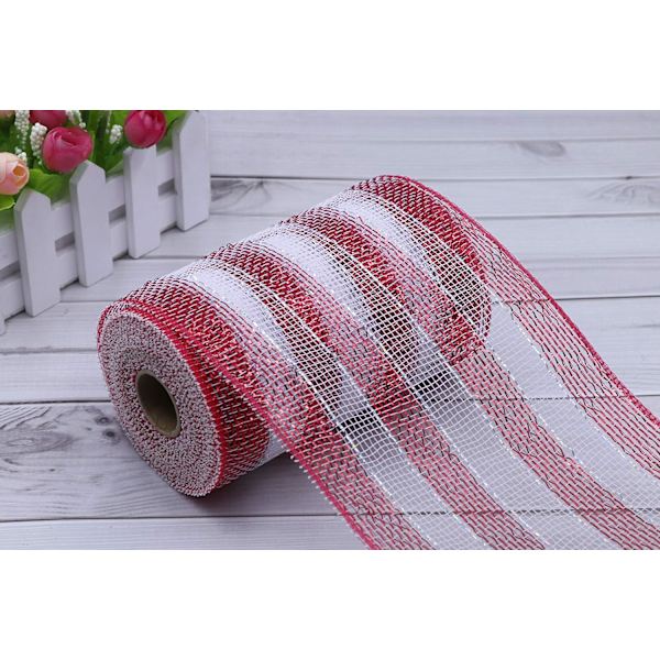 10 meter metallisk poly mesh-bånd til dekoration/kransfremstilling