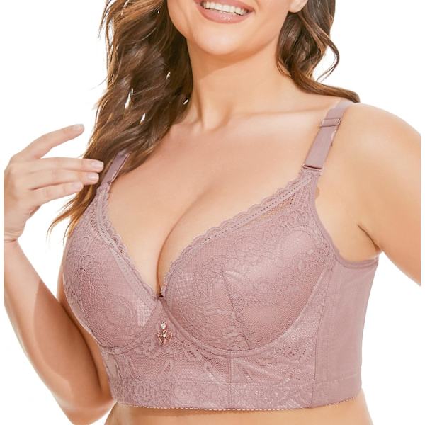 Kvinnors långlinje djup kupa bh plus size spets underwire minimizer bh full