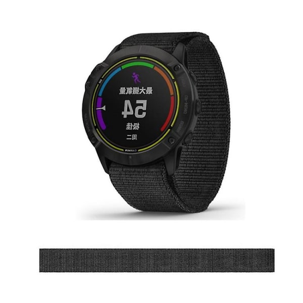 Strikkede nylon loop urrem til Garmin Fenix 6 22mm SFH Black