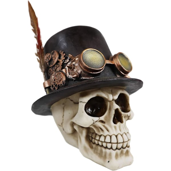 Ebros Gave Steampunk Aristokrat med Kongelig Fjer og Aviator Pilot Briller Kranie Figur 7,25\" H Ossuary Macabre     Kranier Skeletter Multi