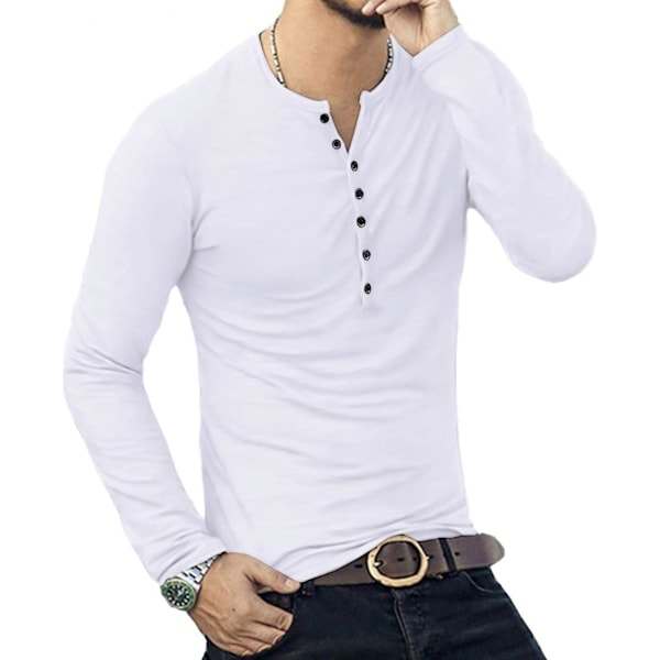 Herre Casual Slim Fit Basic Henley Langærmet Fashion T-Shirt