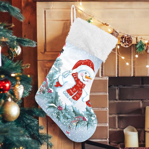 Julklapp, Personliga Julklappsstrumpor 2-pack Snögubbe Jultomte Girlang Gimpel 18 tum Xmas Strumpor Hängande Ornament K