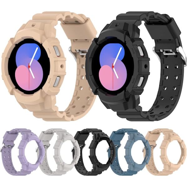 Kompatibel med Galaxy Watch 5 Beskyttelsesetui, PC Beskyttelsesetui Skal med Silikone Udskiftnings Armbåndsur Rem Kompatibel med