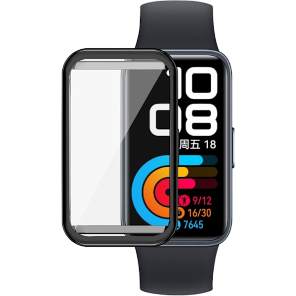 Skærmbeskytter Kompatibel med Huawei Band 10 9 8 Urskive Cover Case TPU (Sort) Sort