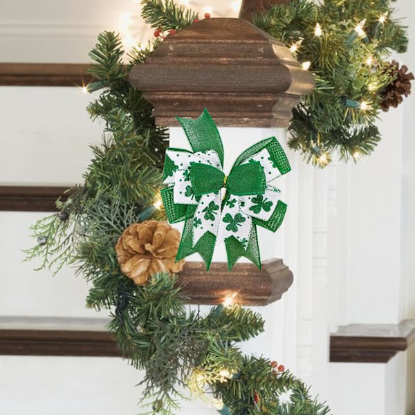 Clover Patrick's Day Krans Båge Grön Shamrock Irländsk Högtid DIY Hantverk Present