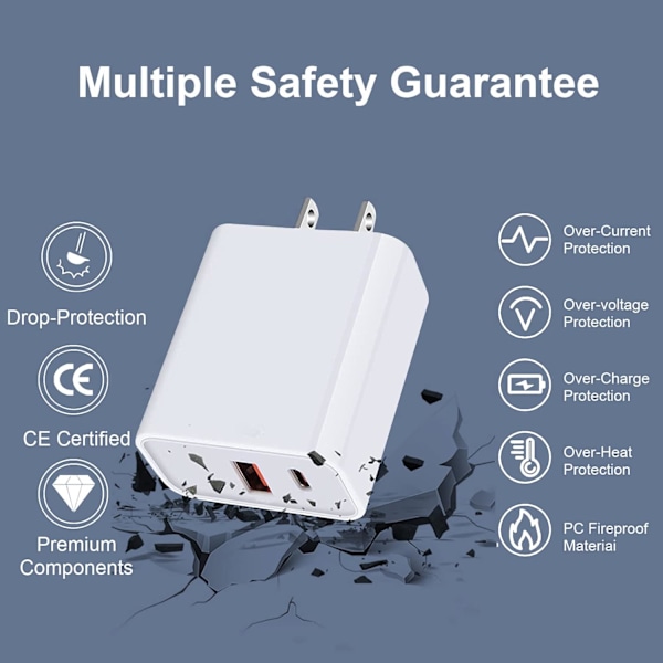 [Apple Mfi-certifierad] iPhone Snabbladdare, 2Pack 20W Dual
