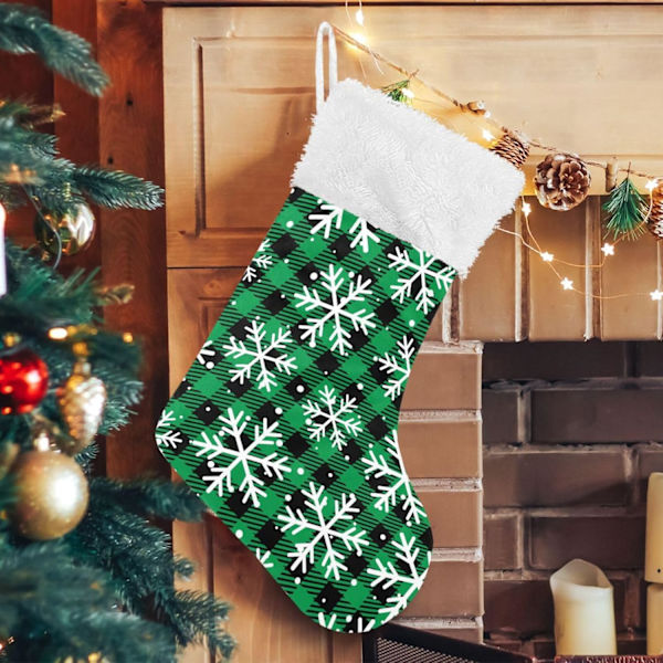 Julklapp, personliga julklappsstrumpor 2-pack Jul Grön Buffelrutig 45,7 cm Julstrumpor Hängande Ornament Eldstad för Bygg