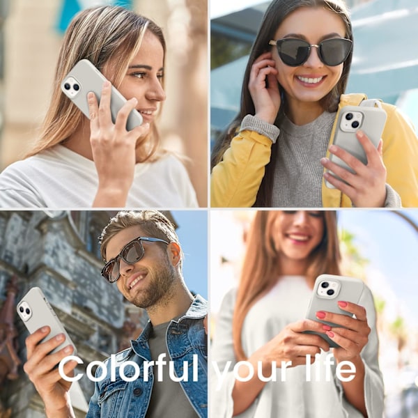 Kompatibelt med iPhone 13 Skal, Silikonskal med Slim Stötsäkert Mjukt Anti-Rep Mikrofiberfoder, 6,1 tum, White Stone White Stone