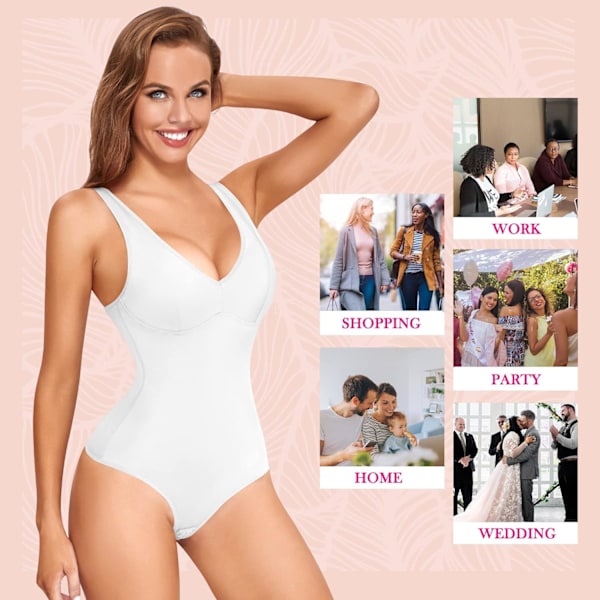 Kvinde Taljetræner Shapewear Slim Body Shaper Sexet Dyb V-hals Thong Bodysuit
