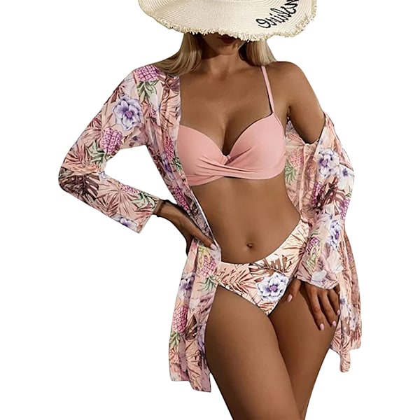 Push-up bikini med sjalblus & byxor med hög midja