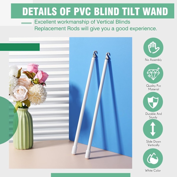 2 PVC lange lameller med kroker og håndtak (12 tommer)