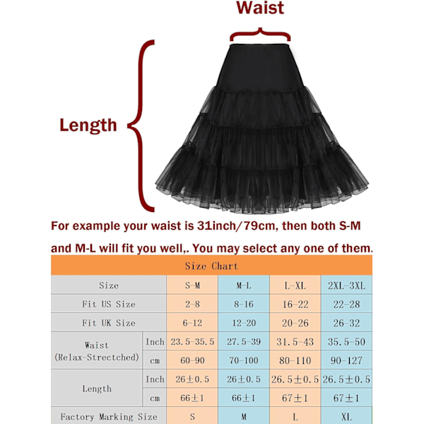 Dam 50-tals Vintage Underkjol 26\" Krinol Rockabilly Tutu Kjolfoder S-3XL