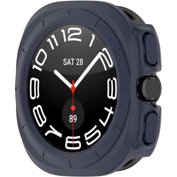 Kotelo Yhteensopiva 2024 Galaxy Watch 7 Ultra 47mm kanssa, Kova PC Puskuri Kirkas Suojakuori [Ei Näyttöä] Keskiyön Sininen