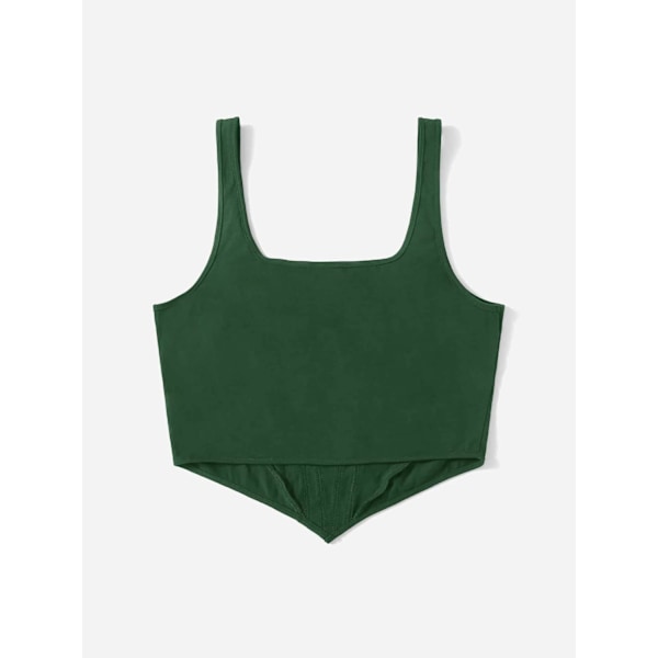 Kvinners Plus Size Square Neck Asymmetrisk Hem Ermeløs Crop Tank Top